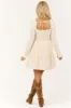 Champagne Smocked Square Neck Short Dress sold by Lime Lush