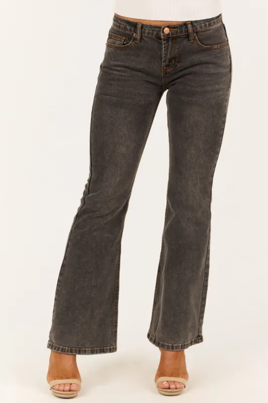 Signature 8 Washed Charcoal Low Rise Bootcut Jeans sold by Lime Lush