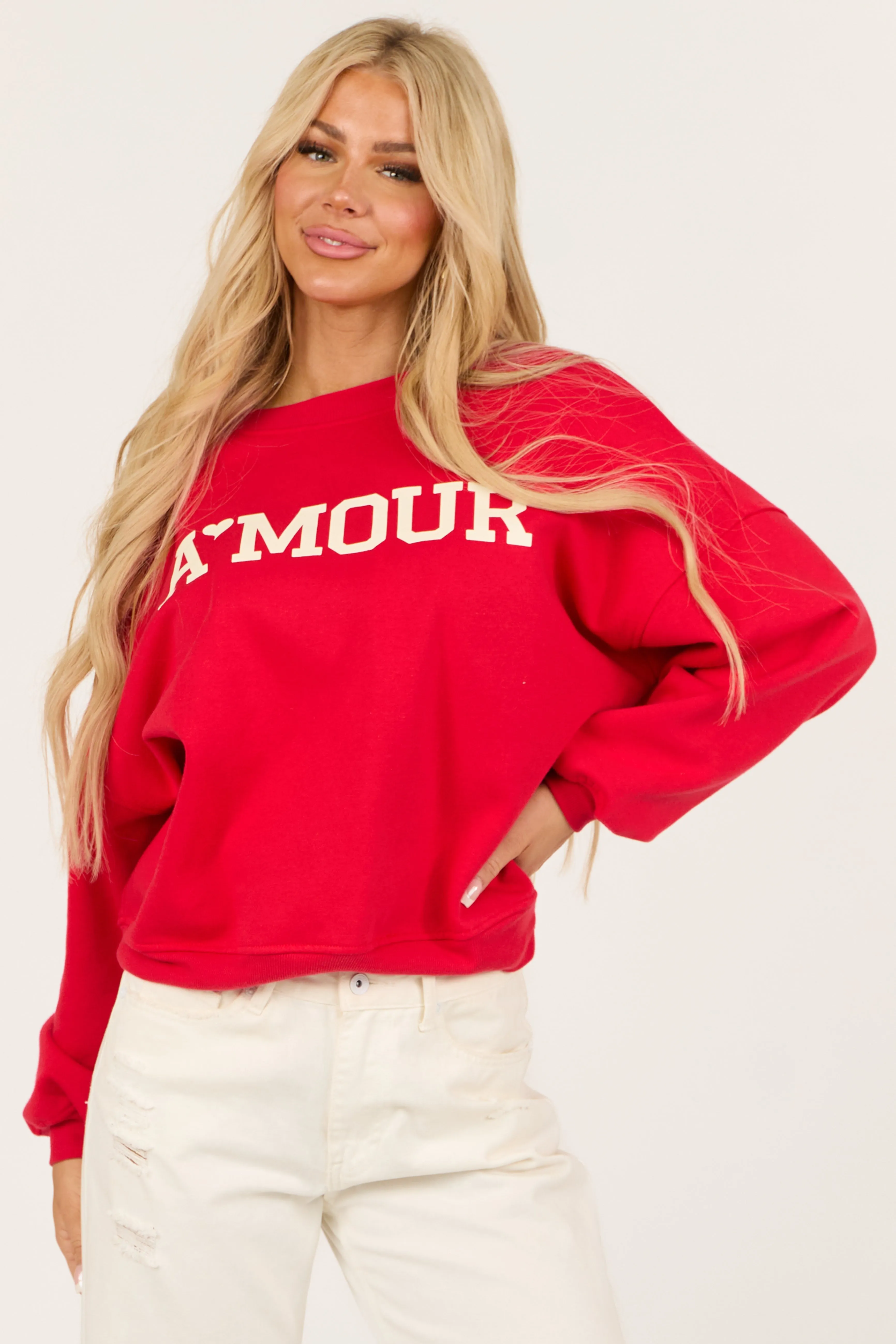 Lipstick 'Amour' Graphic Long Sleeve Sweatshirt sold by Lime Lush product image thumbnail 2