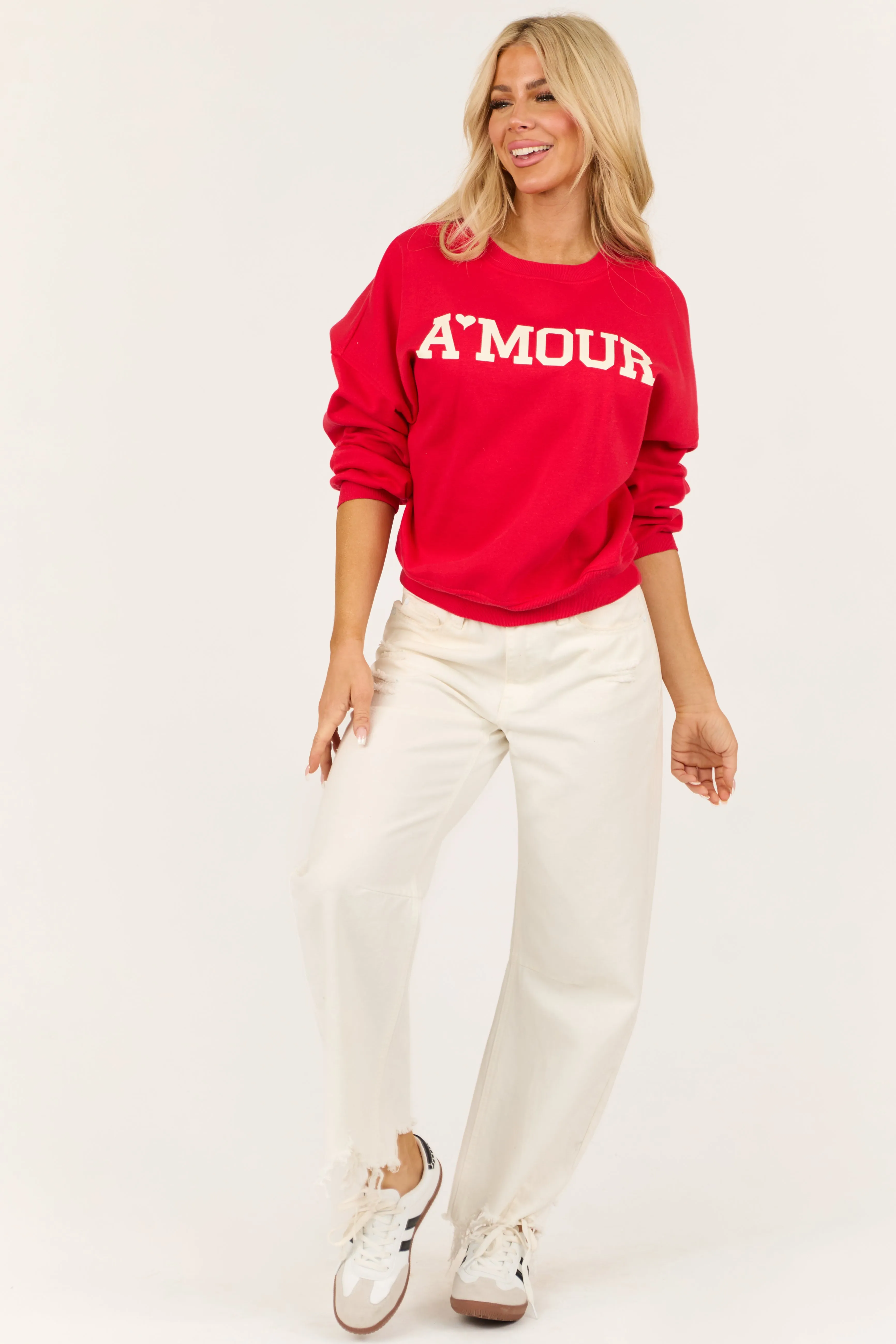 Lipstick 'Amour' Graphic Long Sleeve Sweatshirt sold by Lime Lush product image thumbnail 4