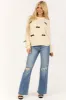 Cream Bow Detail Cable Knit Long Sleeve Sweater sold by Lime Lush