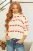 Cream Heart Print Turtleneck Long Sleeve Sweater sold by Lime Lush