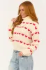 Cream Heart Print Turtleneck Long Sleeve Sweater sold by Lime Lush