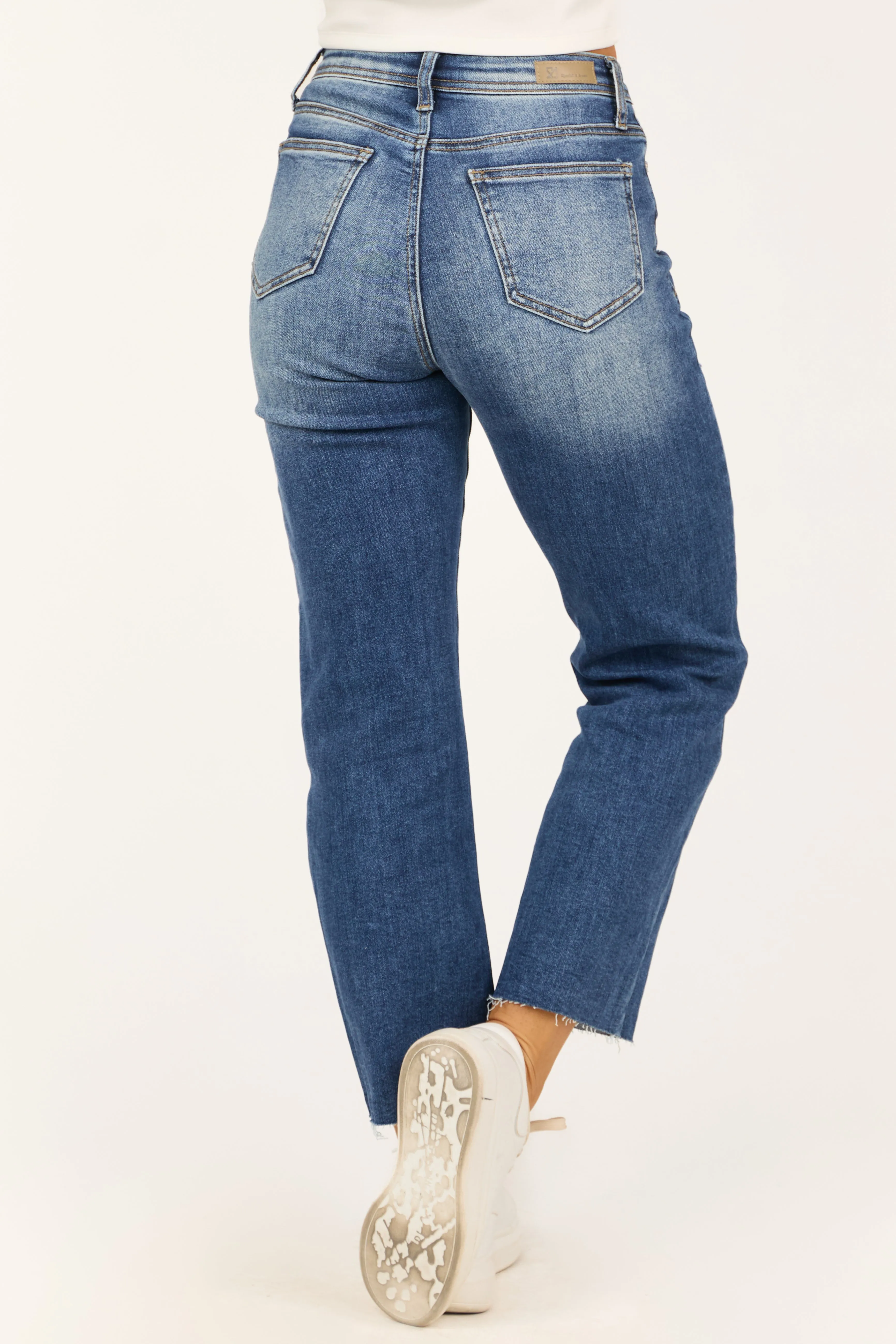 Special A Dark Wash Tummy Control Straight Jeans sold by Lime Lush product image thumbnail 4