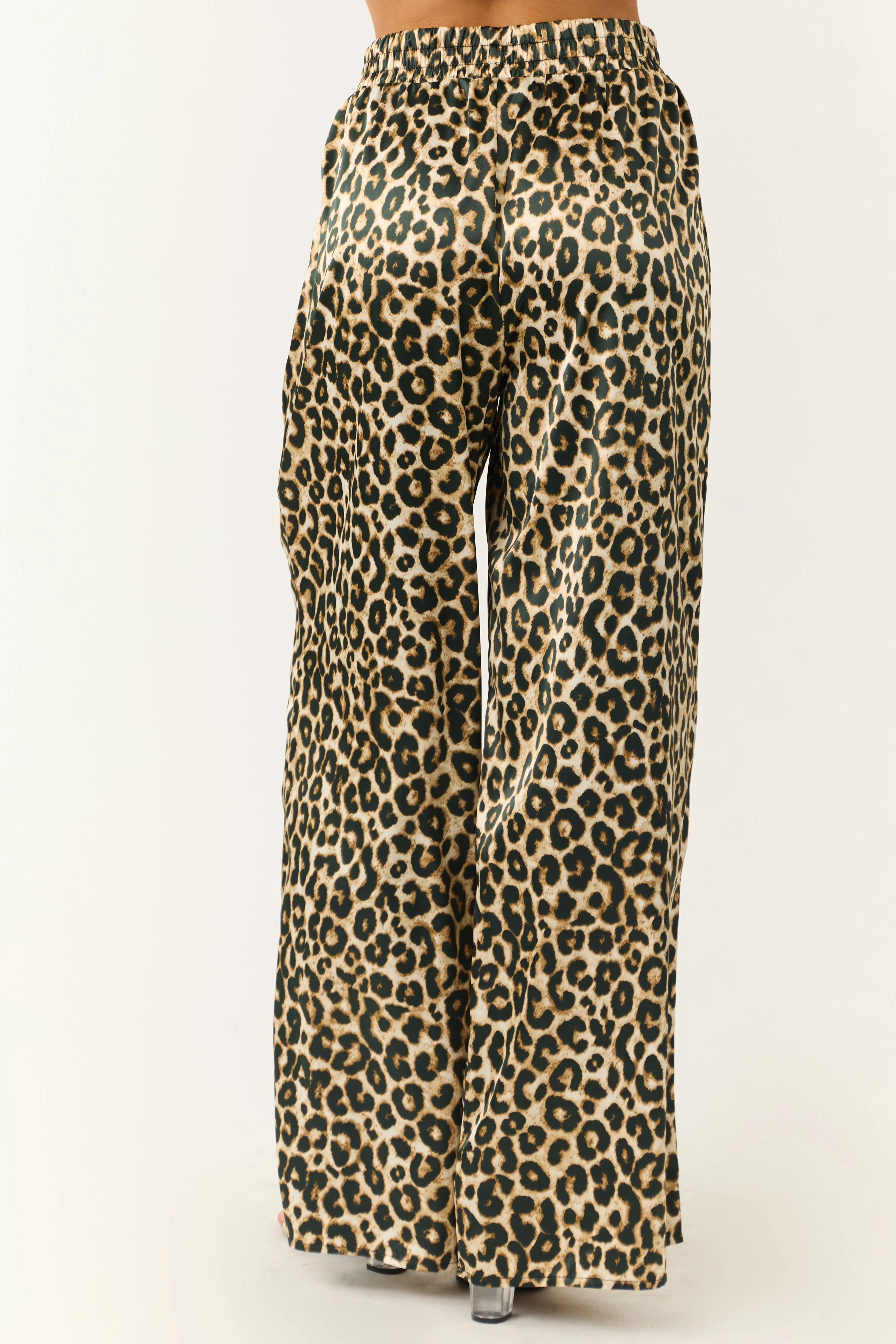 Camel Satin Leopard Print Wide Leg Pants sold by Lime Lush product image thumbnail 4