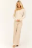 Cream Textured Ruched Fitted Long Sleeve Top sold by Lime Lush