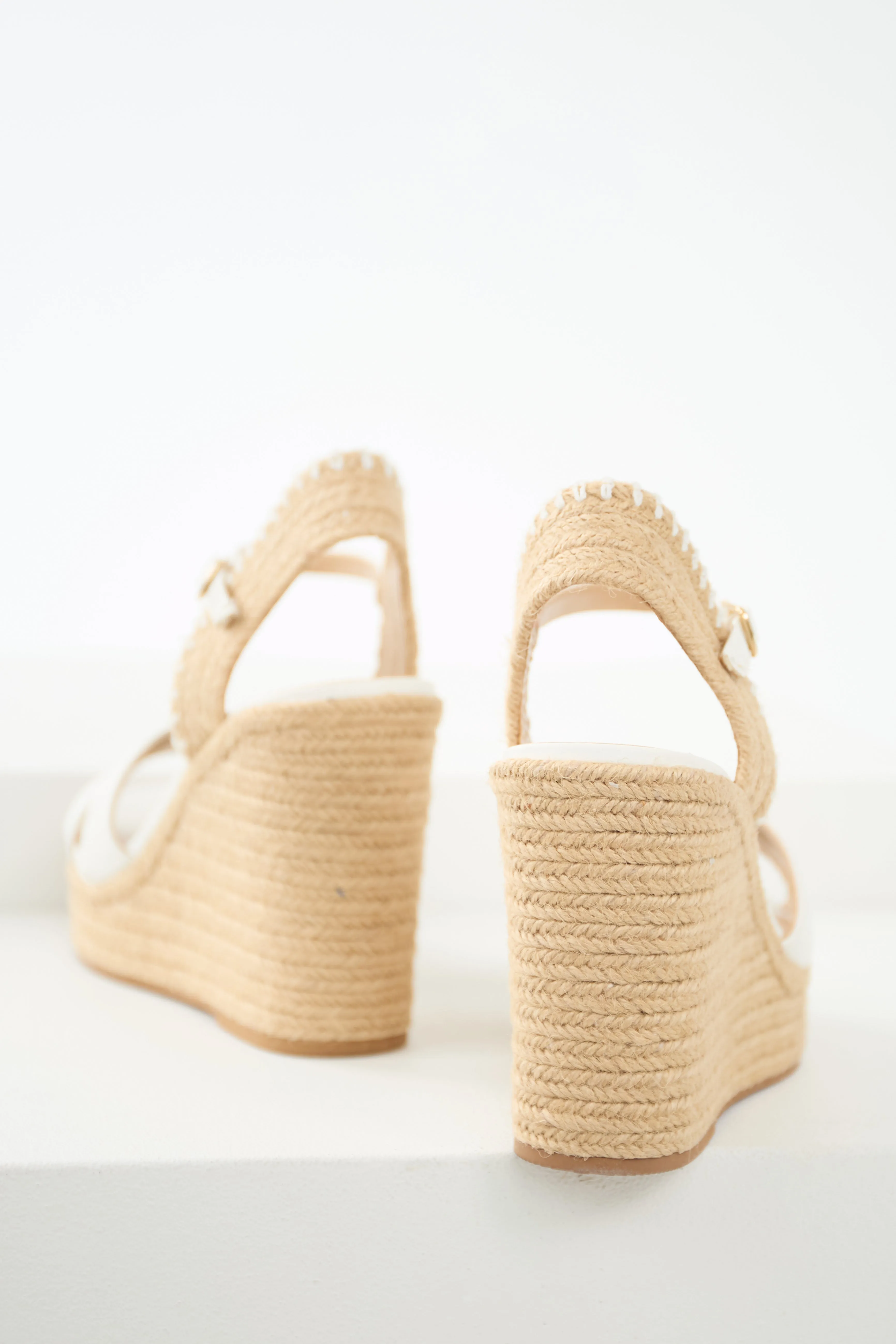 Off White Cross Strap Platform Espadrille Wedges sold by Lime Lush product image thumbnail 3