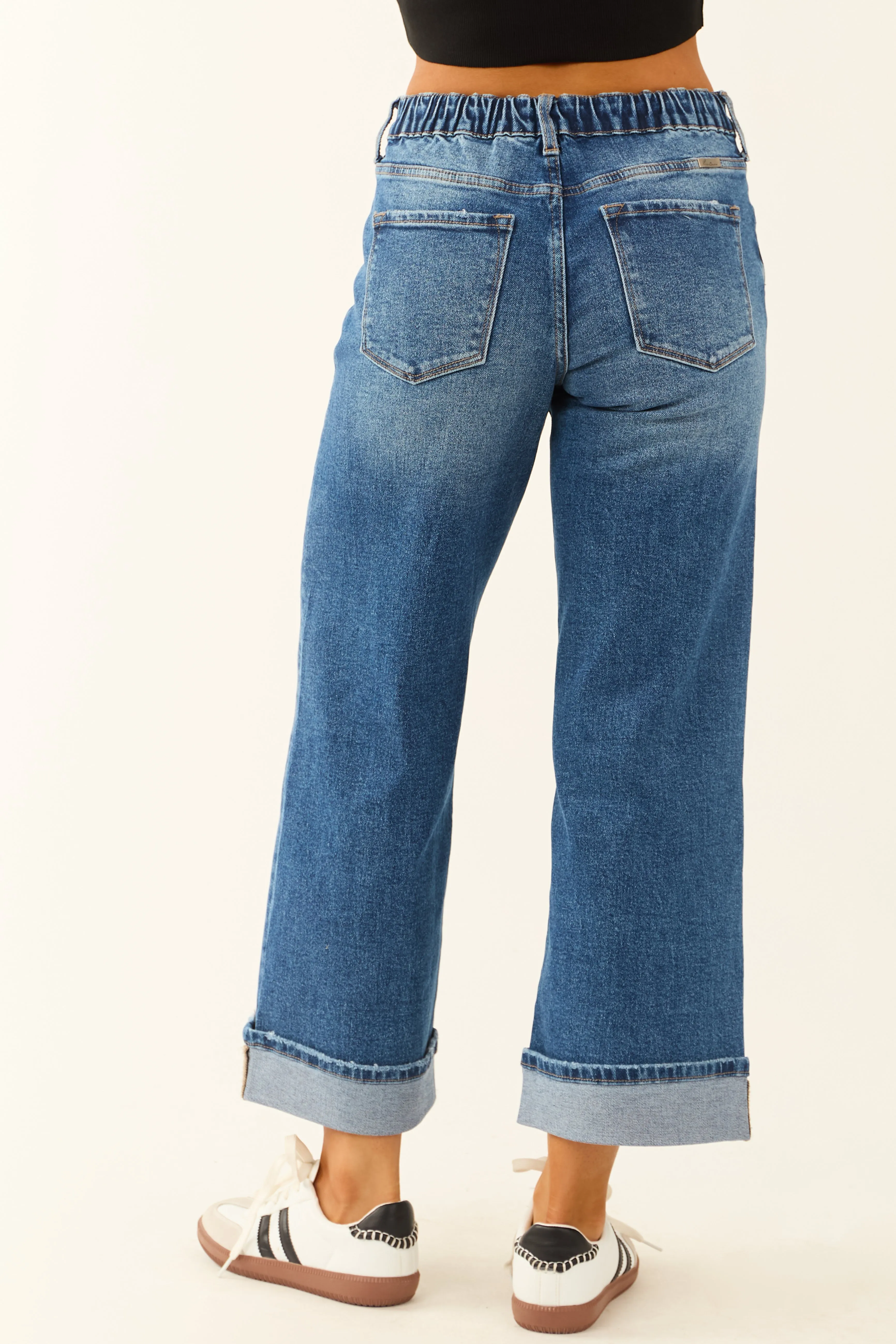 KanCan Dark Wash Wide Leg Crop High Rise Jeans sold by Lime Lush product image thumbnail 3