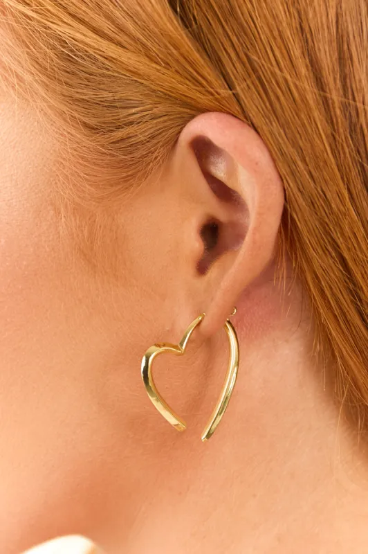 Gold Hollow Heart Cutout Earrings sold by Lime Lush
