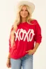Crimson Chunky 'XOXO' Long Sleeve Sweatshirt sold by Lime Lush