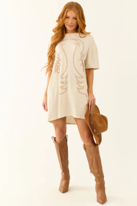 Almond Western Boot Graphic T Shirt Dress sold by Lime Lush