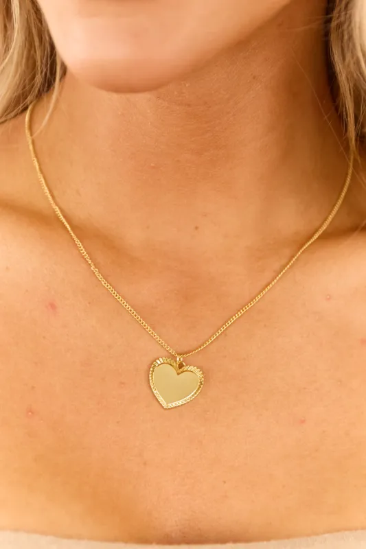 Gold Metallic Heart Pendant Necklace sold by Lime Lush