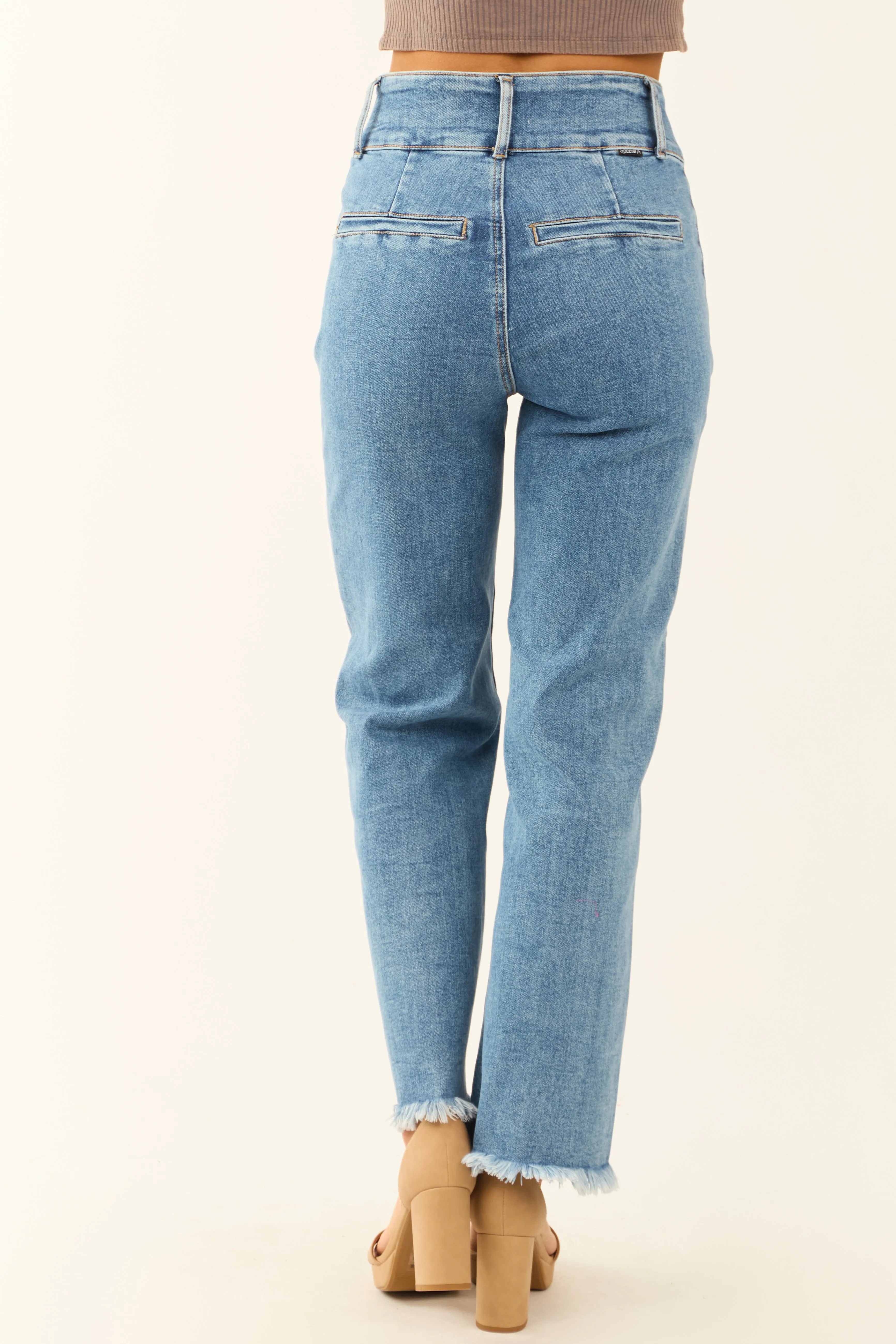 Special A High Rise Medium Wash Bootcut Ankle Jeans sold by Lime Lush product image thumbnail 5
