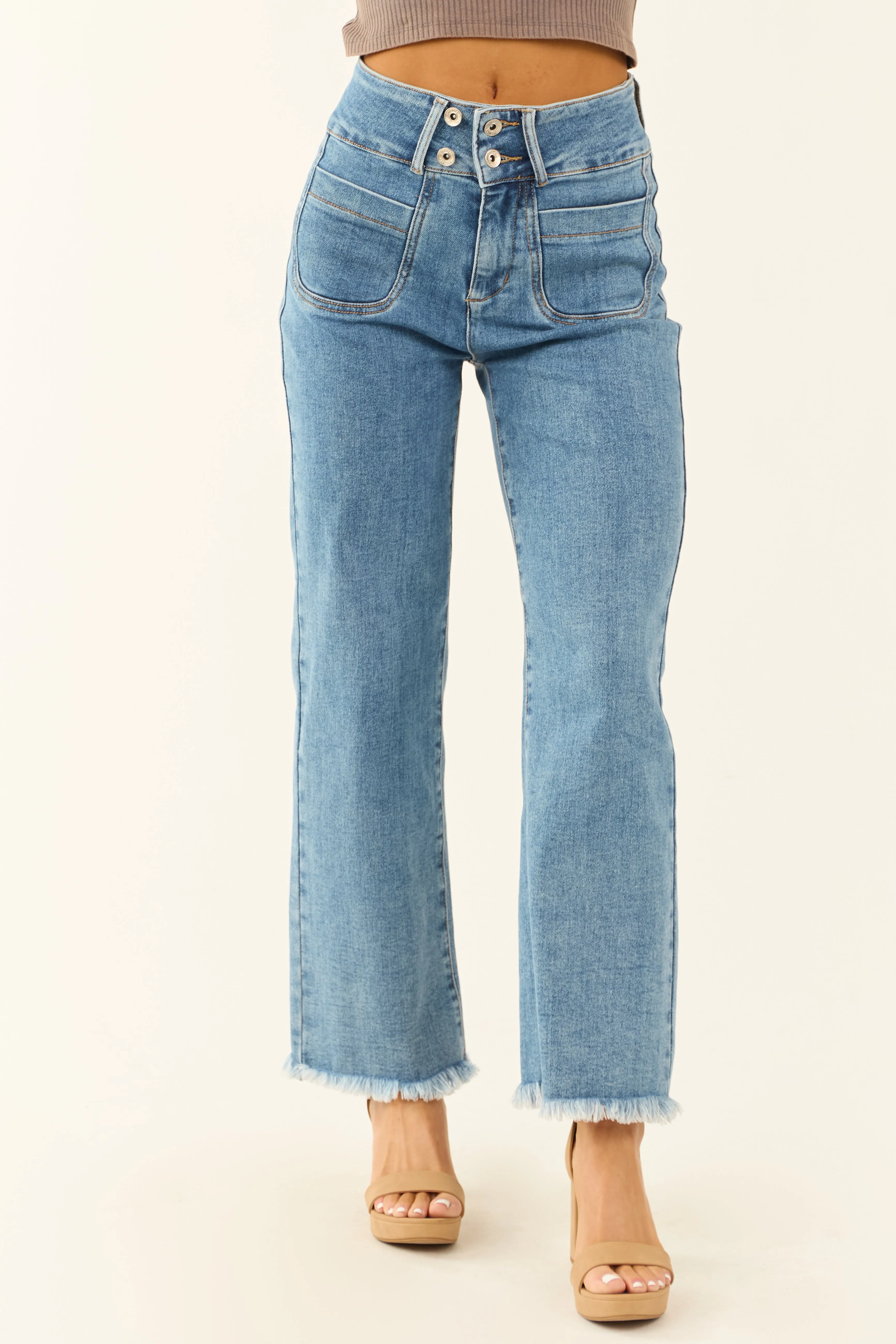 Special A High Rise Medium Wash Bootcut Ankle Jeans sold by Lime Lush product image thumbnail 2