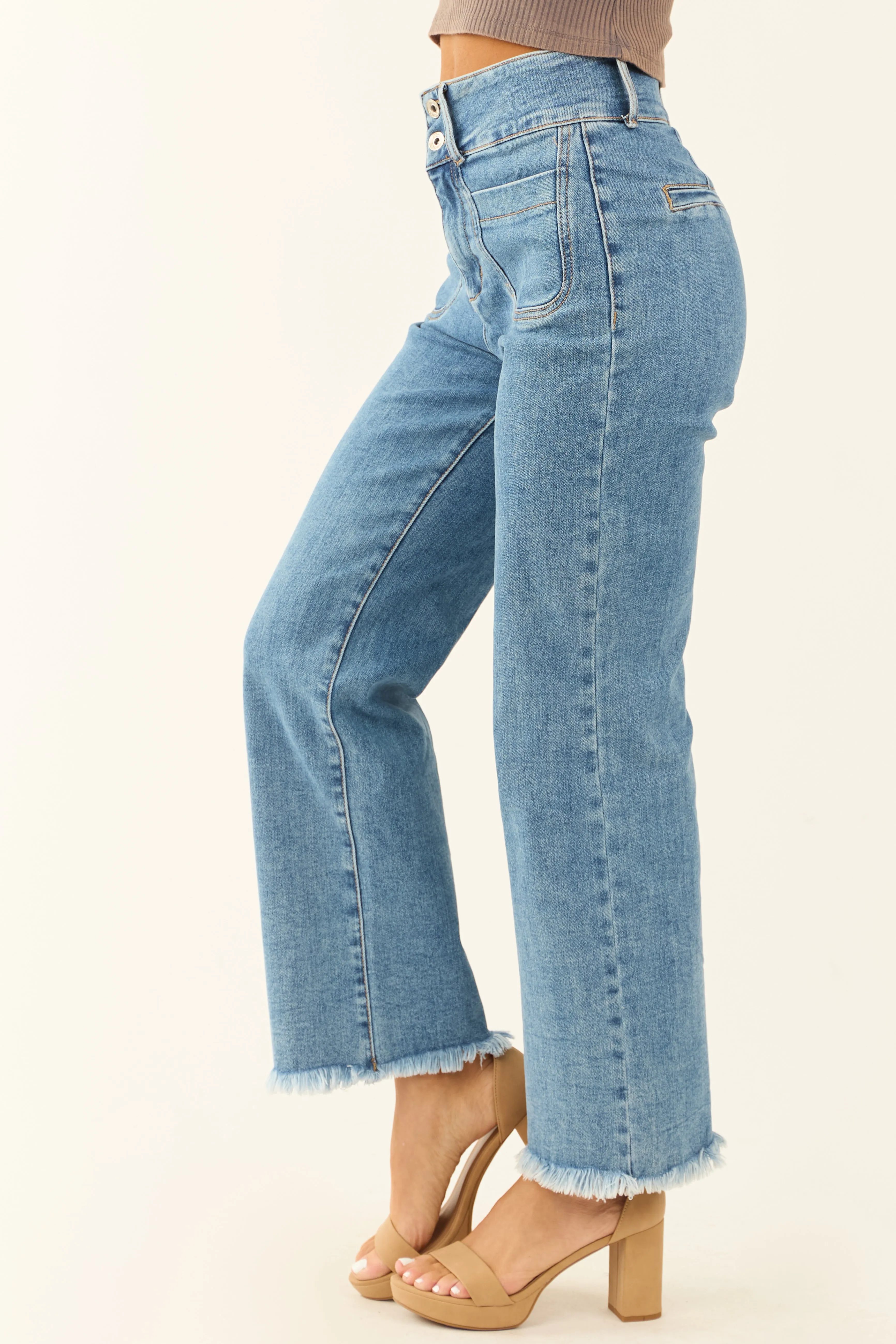Special A High Rise Medium Wash Bootcut Ankle Jeans sold by Lime Lush product image thumbnail 4