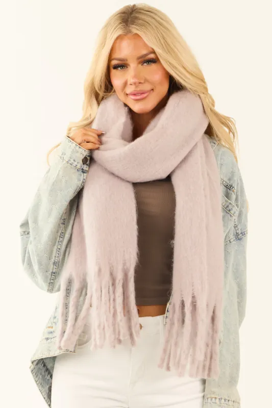 Light Mocha Tassel End Oversized Scarf sold by Lime Lush