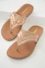 Rose Gold Rhinestone Flat Slip On Sandals sold by Lime Lush