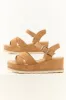 Cognac Criss Cross Strap Platform Wedges sold by Lime Lush