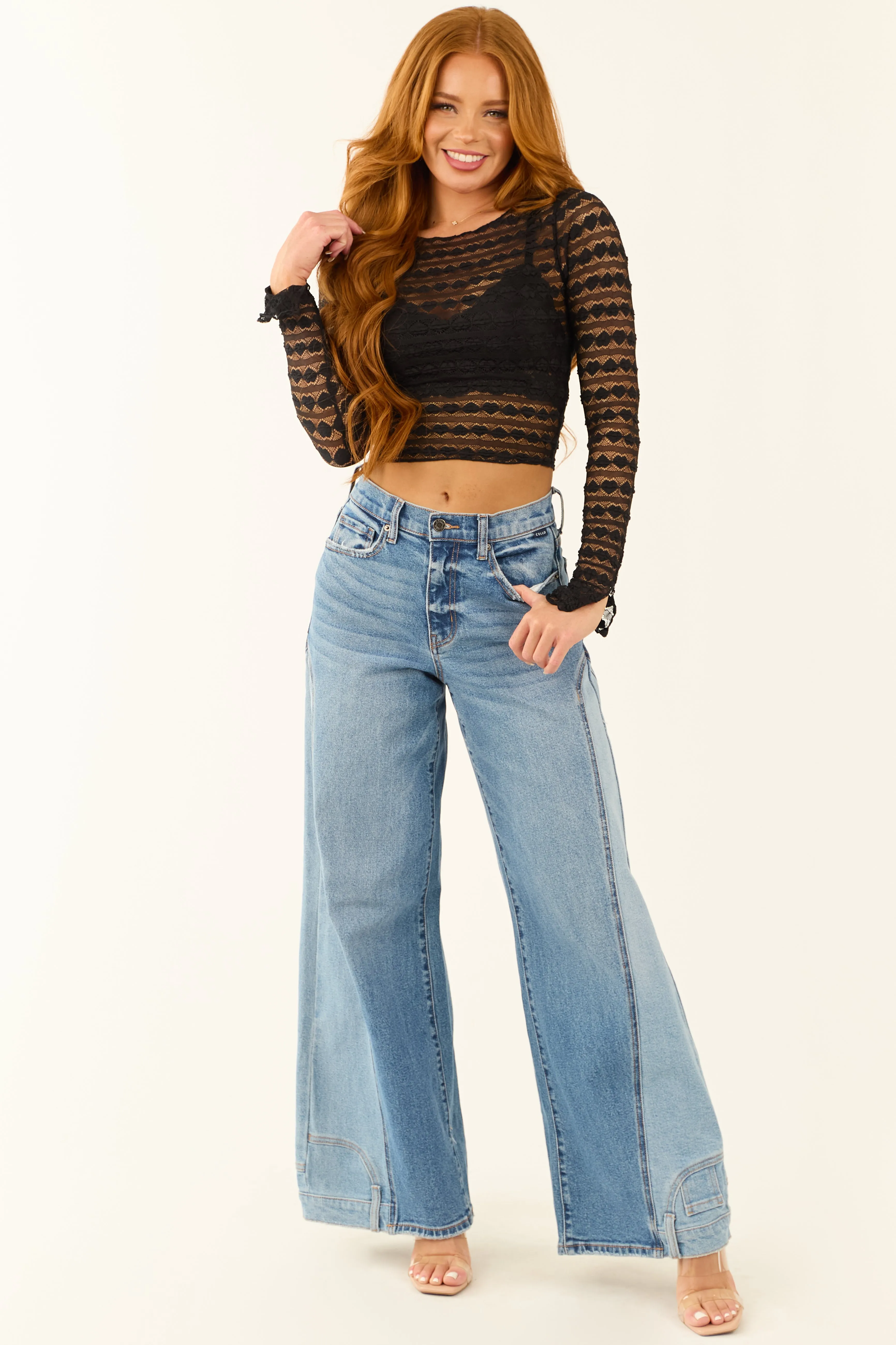 Black Heart Textured Knit Long Sleeve Top sold by Lime Lush product image thumbnail 3