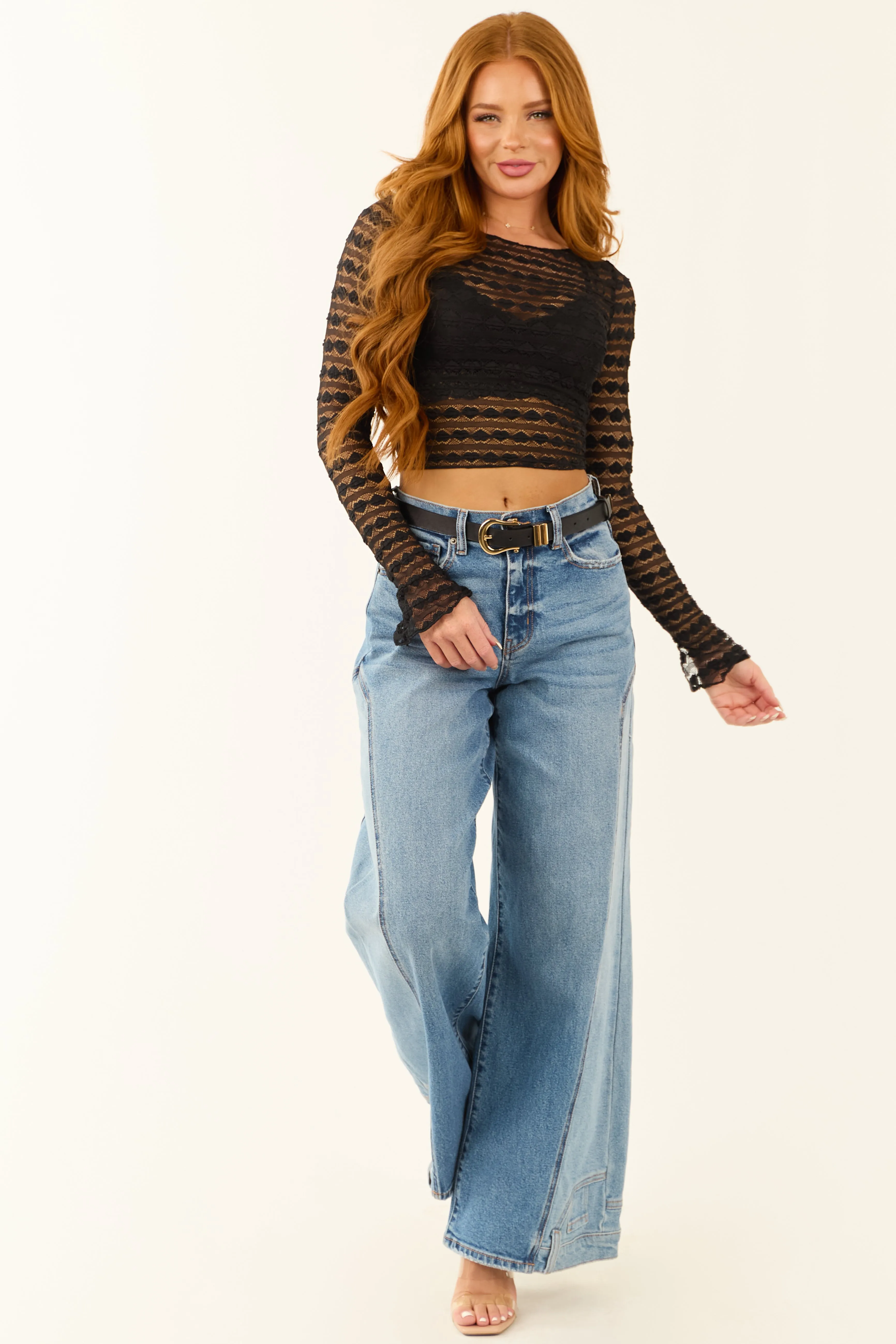 Black Heart Textured Knit Long Sleeve Top sold by Lime Lush product image thumbnail 2