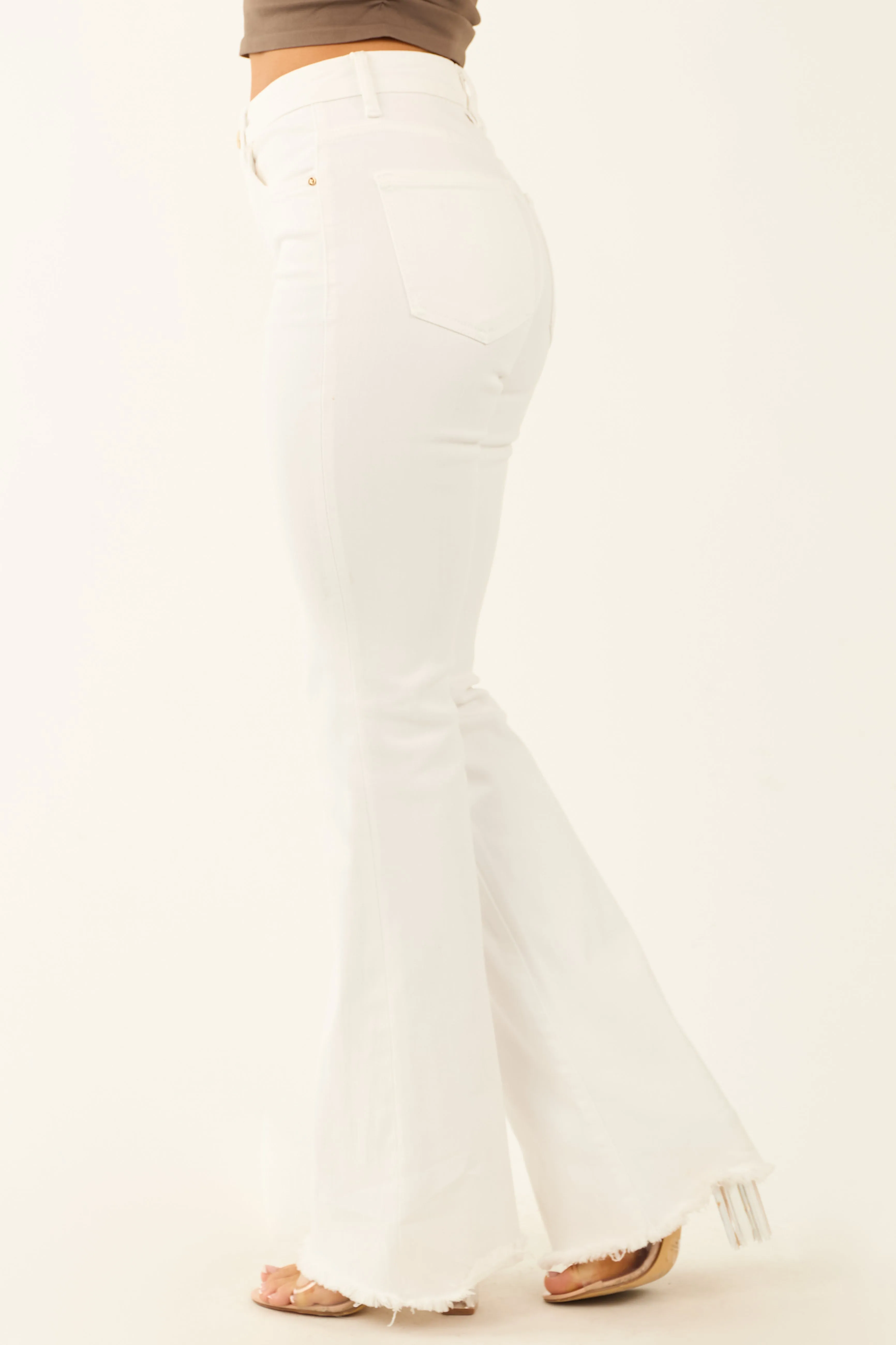 Risen White Tummy Control Stretchy Flare Jeans sold by Lime Lush product image thumbnail 3