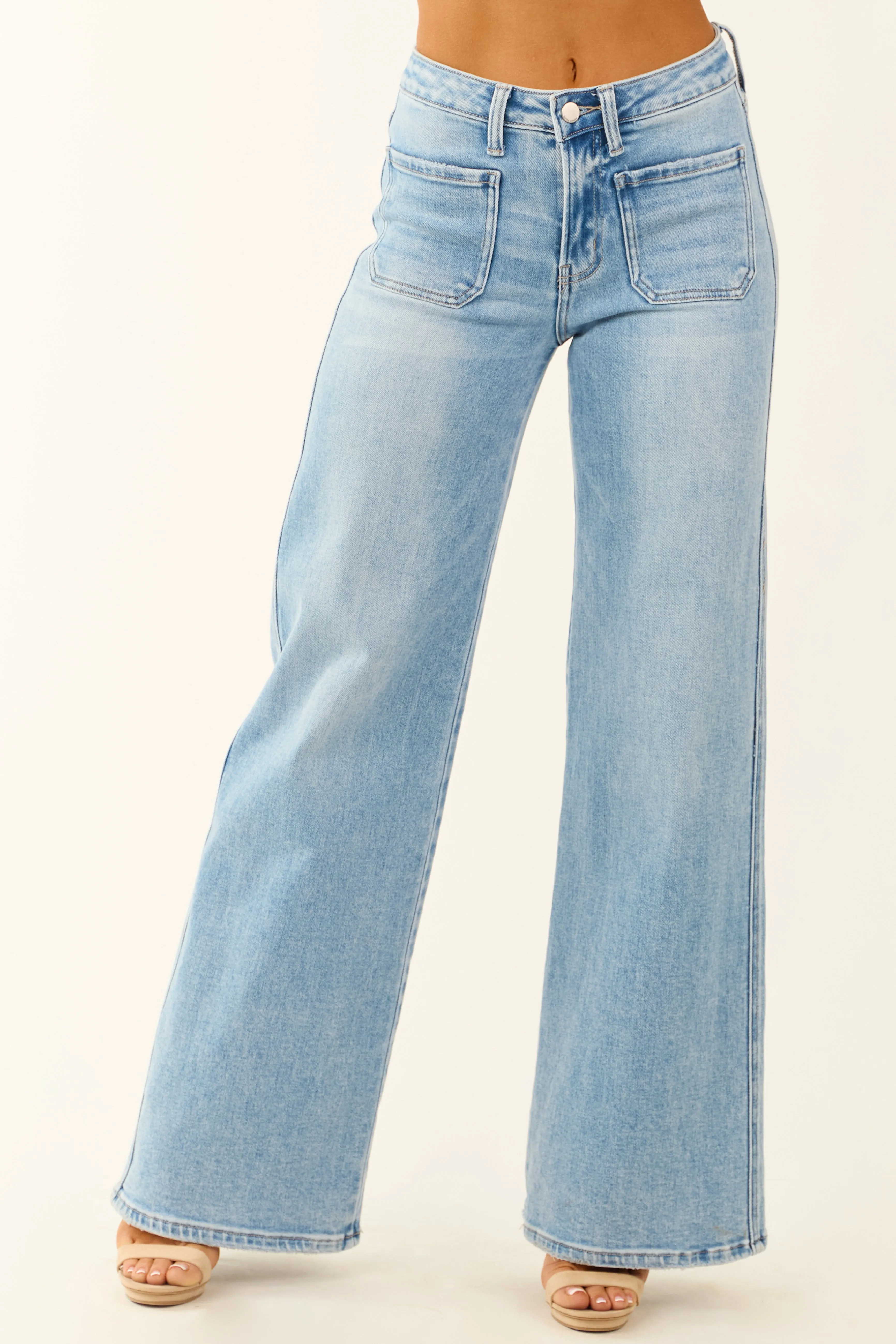 Flying Monkey Patch Pocket Stretchy Wide Leg Jeans sold by Lime Lush product image thumbnail 2