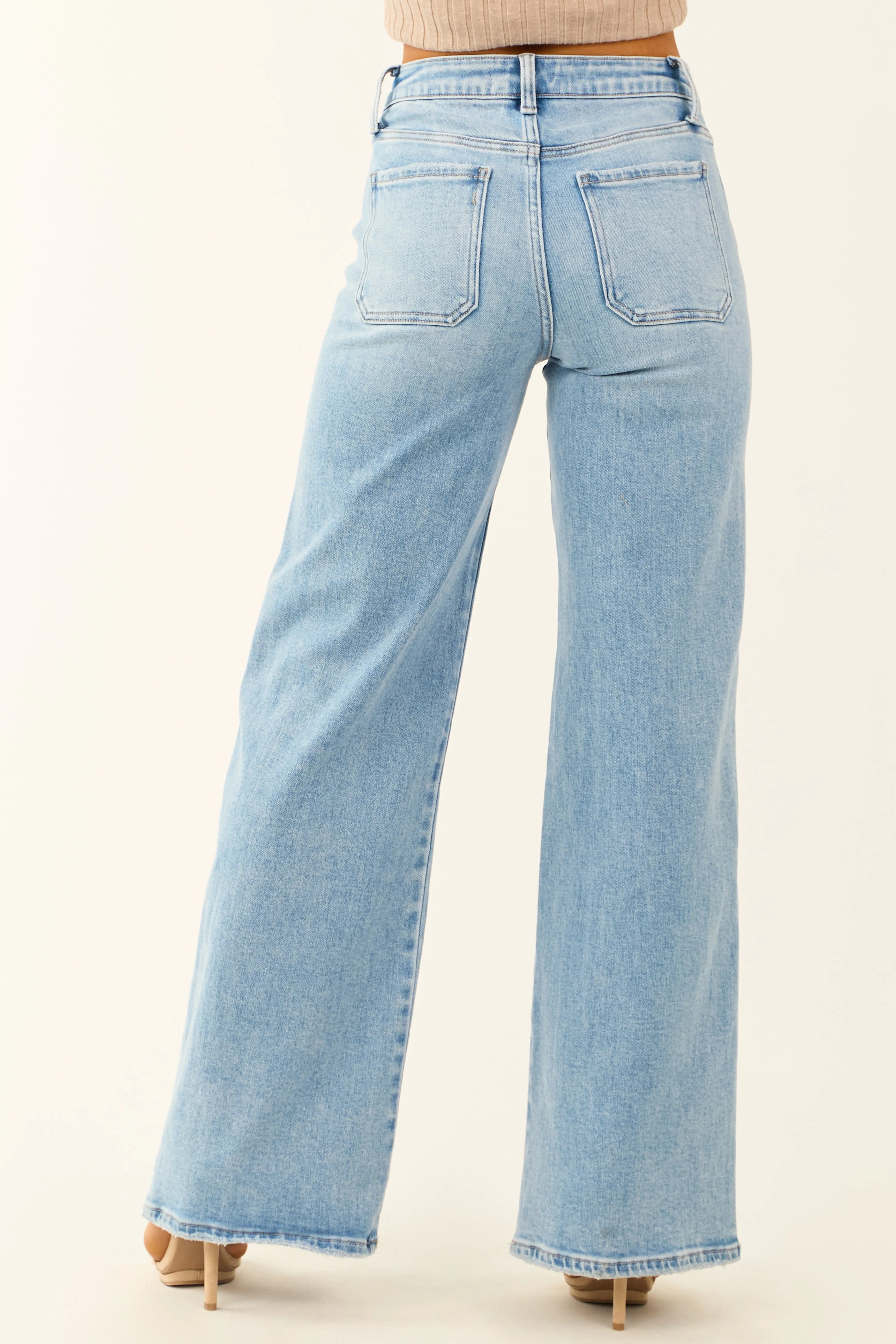 Flying Monkey Patch Pocket Stretchy Wide Leg Jeans sold by Lime Lush product image thumbnail 4