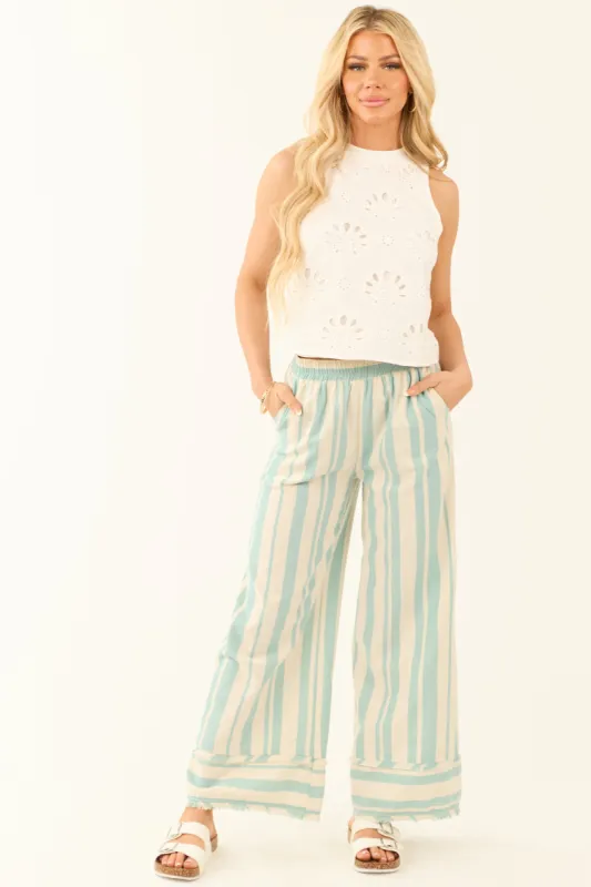 Mint and Almond Striped Wide Leg Pants sold by Lime Lush