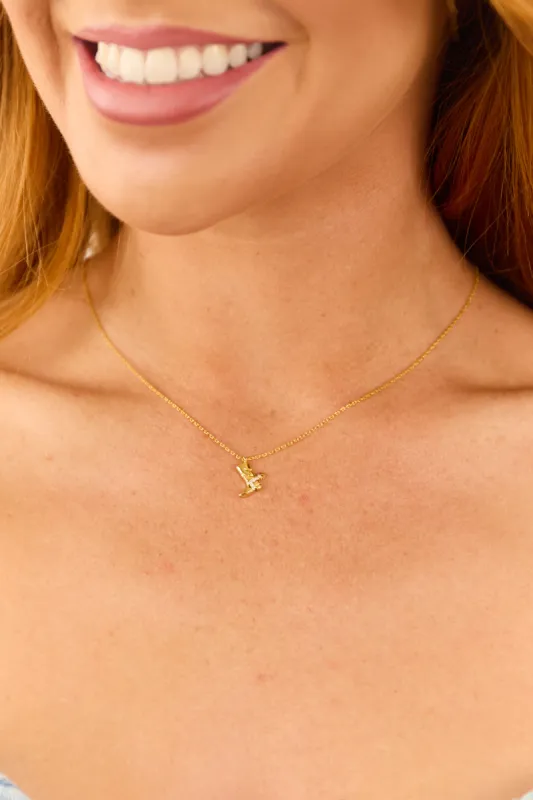 Gold Cowboy Boot Rhinestone Studded Pendant Necklace sold by Lime Lush