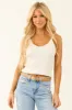 Off White Stretchy Ribbed Knit V Neck Tank Top sold by Lime Lush