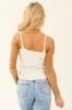 Off White Stretchy Ribbed Knit V Neck Tank Top sold by Lime Lush