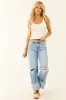 Off White Stretchy Ribbed Knit V Neck Tank Top sold by Lime Lush
