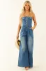 Flying Tomato Medium Denim Wide Leg Buttoned Jumpsuit sold by Lime Lush
