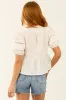 Ivory Lace Trim Frill Neckline Peplum Blouse sold by Lime Lush