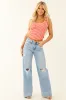 Bubblegum and Sunset Striped Raglan Seam Tank Top sold by Lime Lush