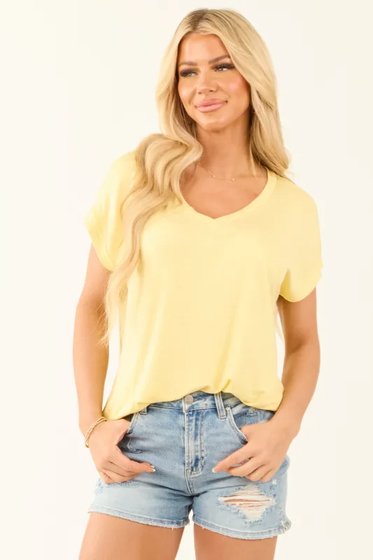 Honeysuckle Short Sleeve V Neckline Loose Fit Top sold by Lime Lush