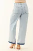 Light Mineral Wash Denim Ombre Hem Patch Pocket Jeans sold by Lime Lush