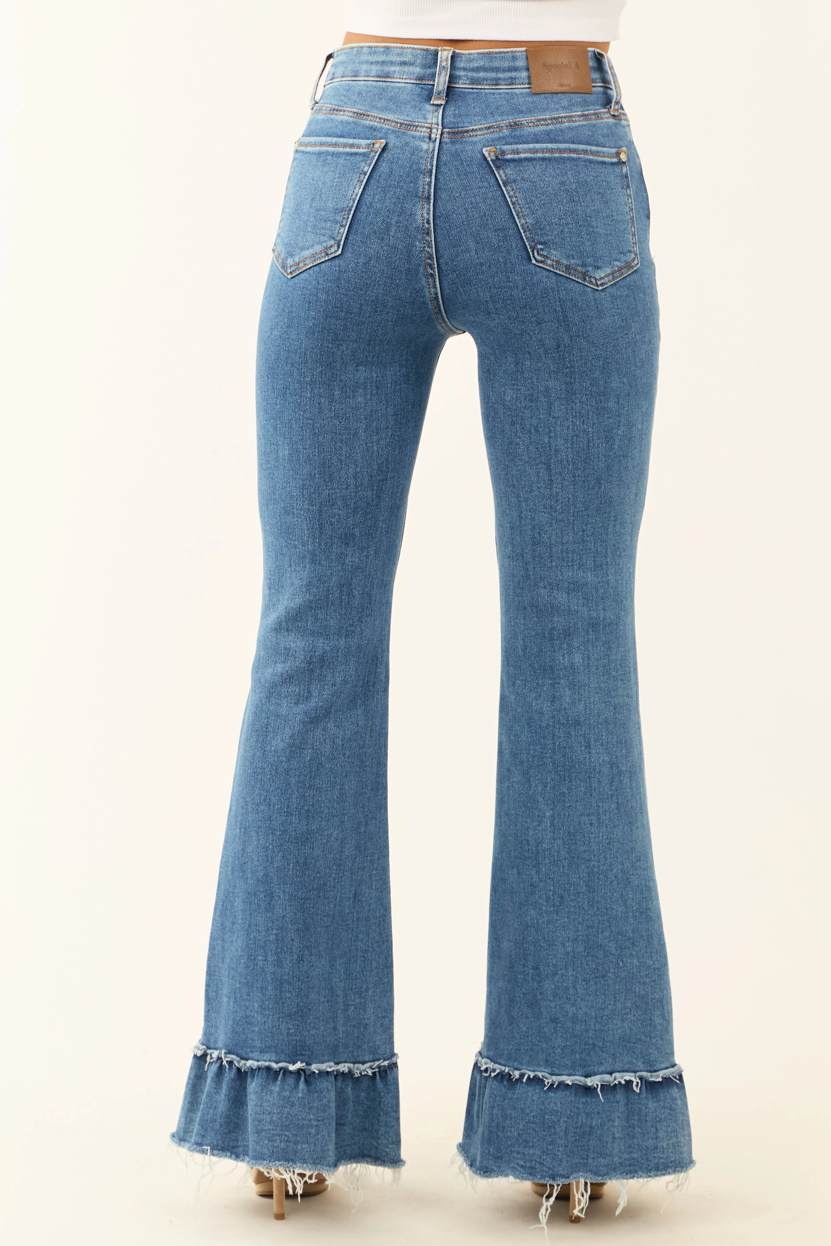 Special A Tummy Control Ruffle Flare Stretchy Jeans sold by Lime Lush product image thumbnail 4