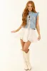 Medium Wash Denim Ruffle Button Down Vest sold by Lime Lush