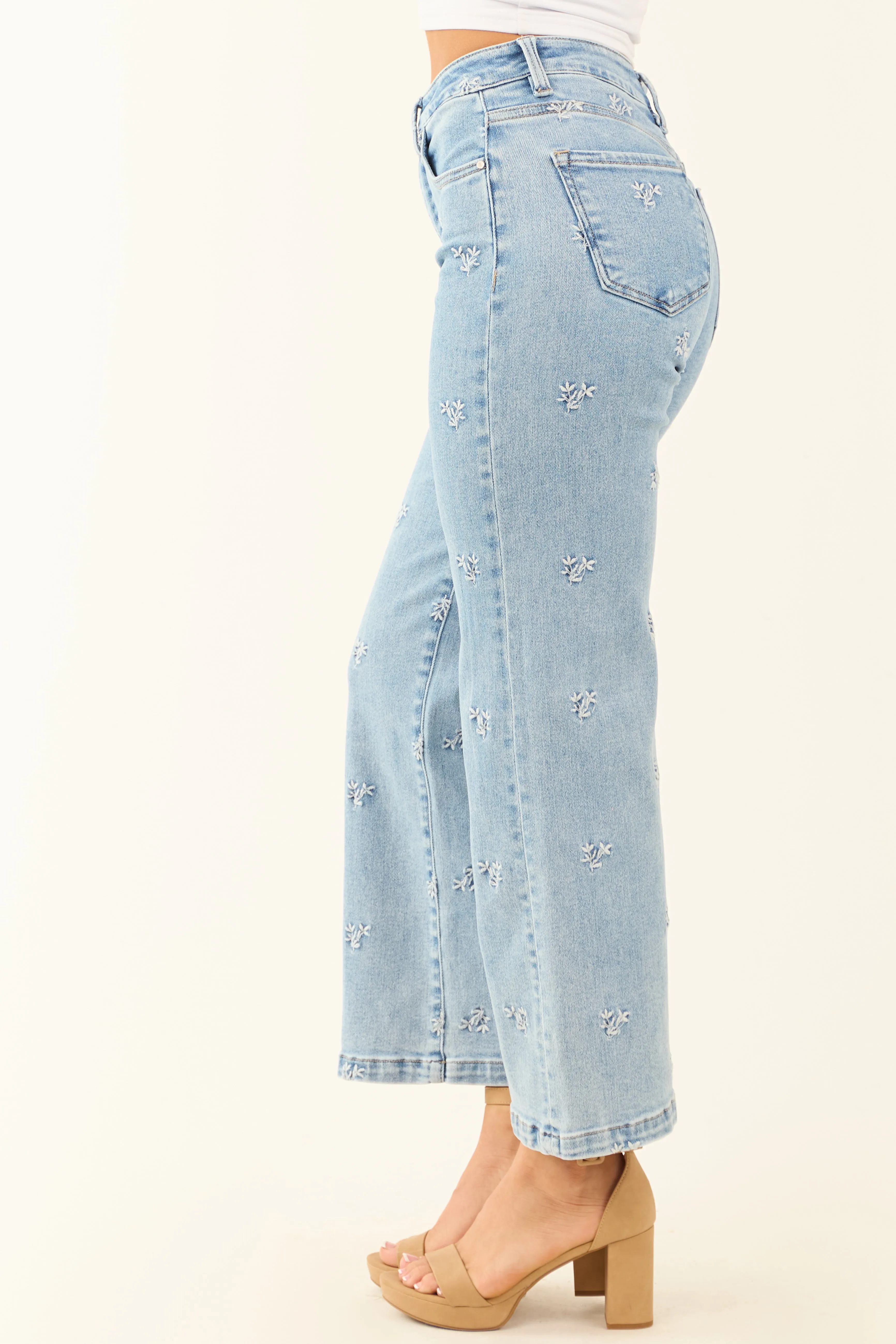 Risen Tummy Control Embroidered Stretchy Jeans sold by Lime Lush product image thumbnail 3