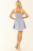 Steel Blue Gingham Lace Trim Sleeveless Mini Dress sold by Lime Lush