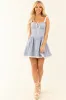 Steel Blue Gingham Lace Trim Sleeveless Mini Dress sold by Lime Lush