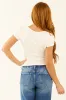 Ivory Ruched Sweetheart Short Sleeve Top sold by Lime Lush