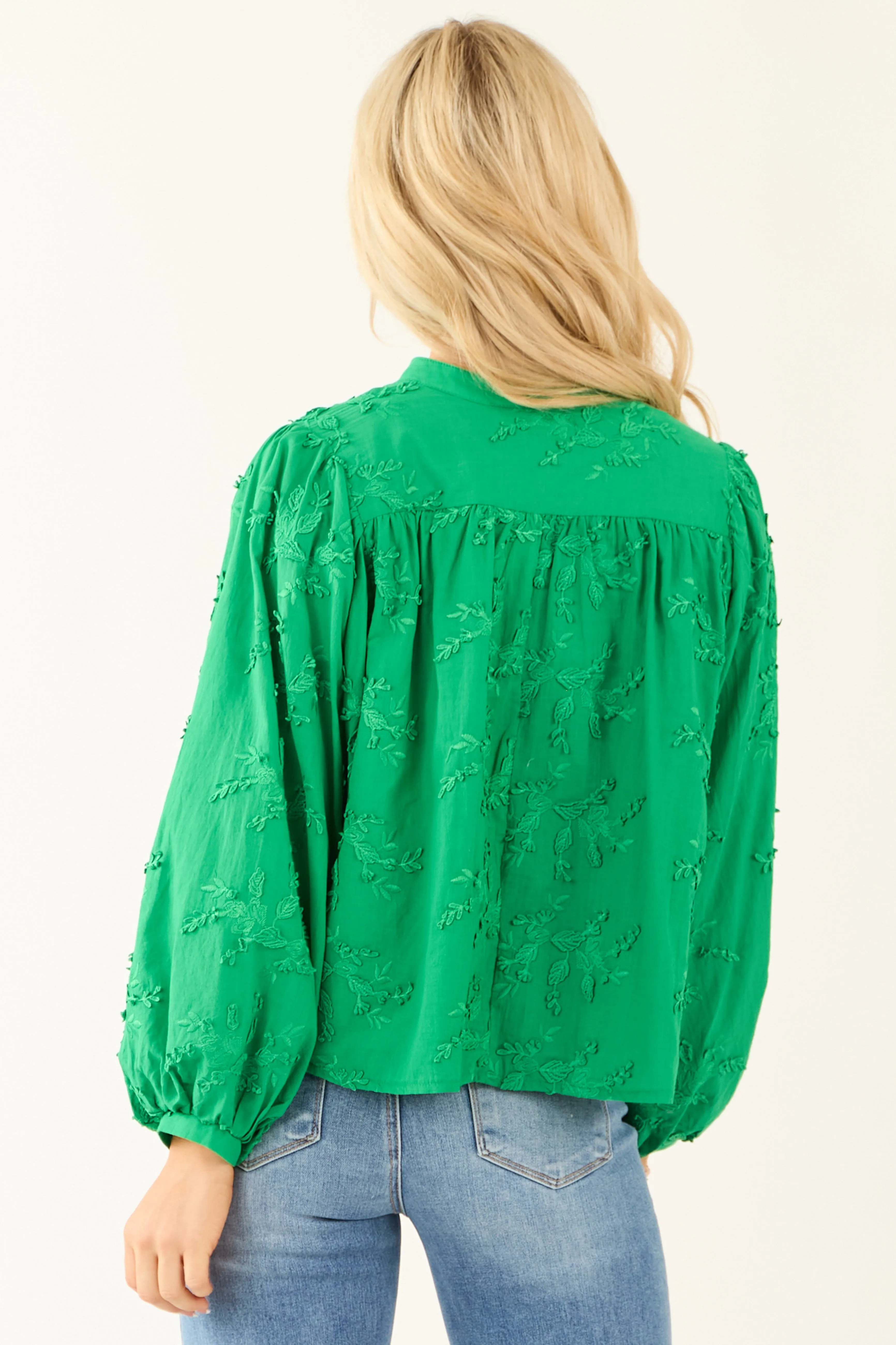 Jade Floral Embroidery Button Down Long Sleeve Top sold by Lime Lush product image thumbnail 5