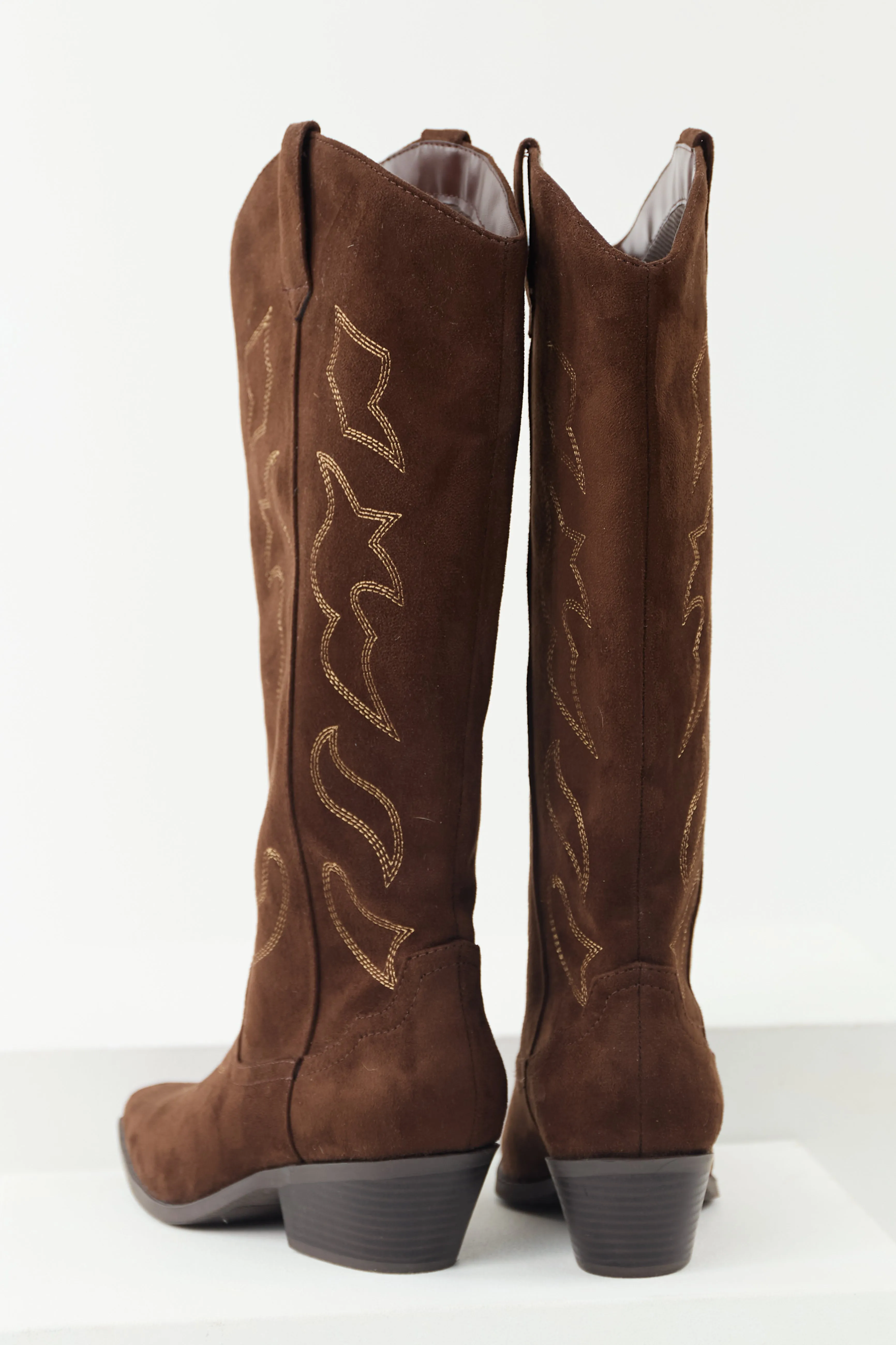 Cocoa Faux Suede Western Embroidered Boots sold by Lime Lush product image thumbnail 3