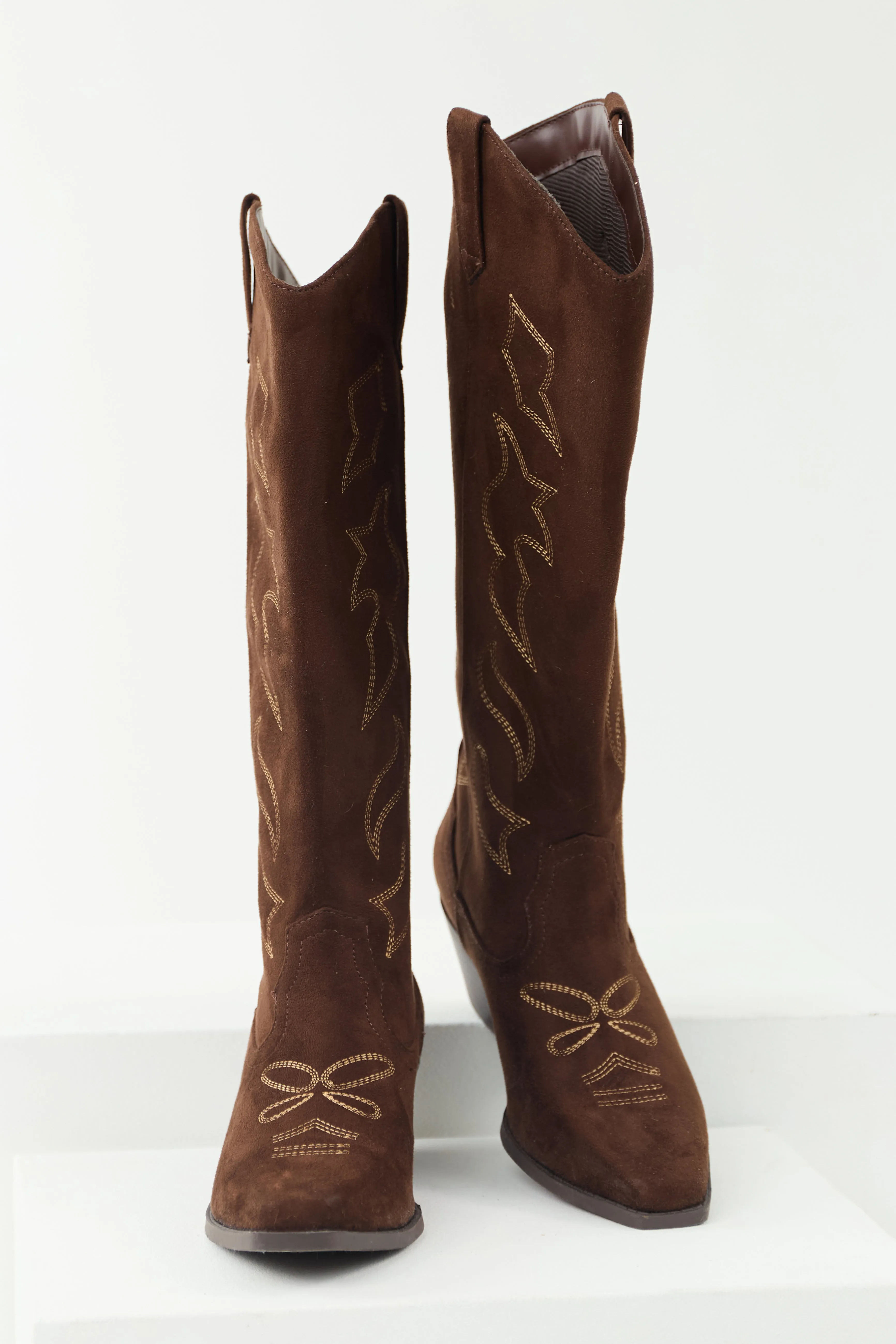 Cocoa Faux Suede Western Embroidered Boots sold by Lime Lush product image thumbnail 2