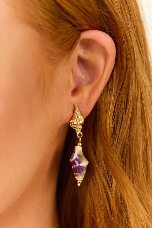 Sage Double Conch Shell Dangle Earrings sold by Lime Lush