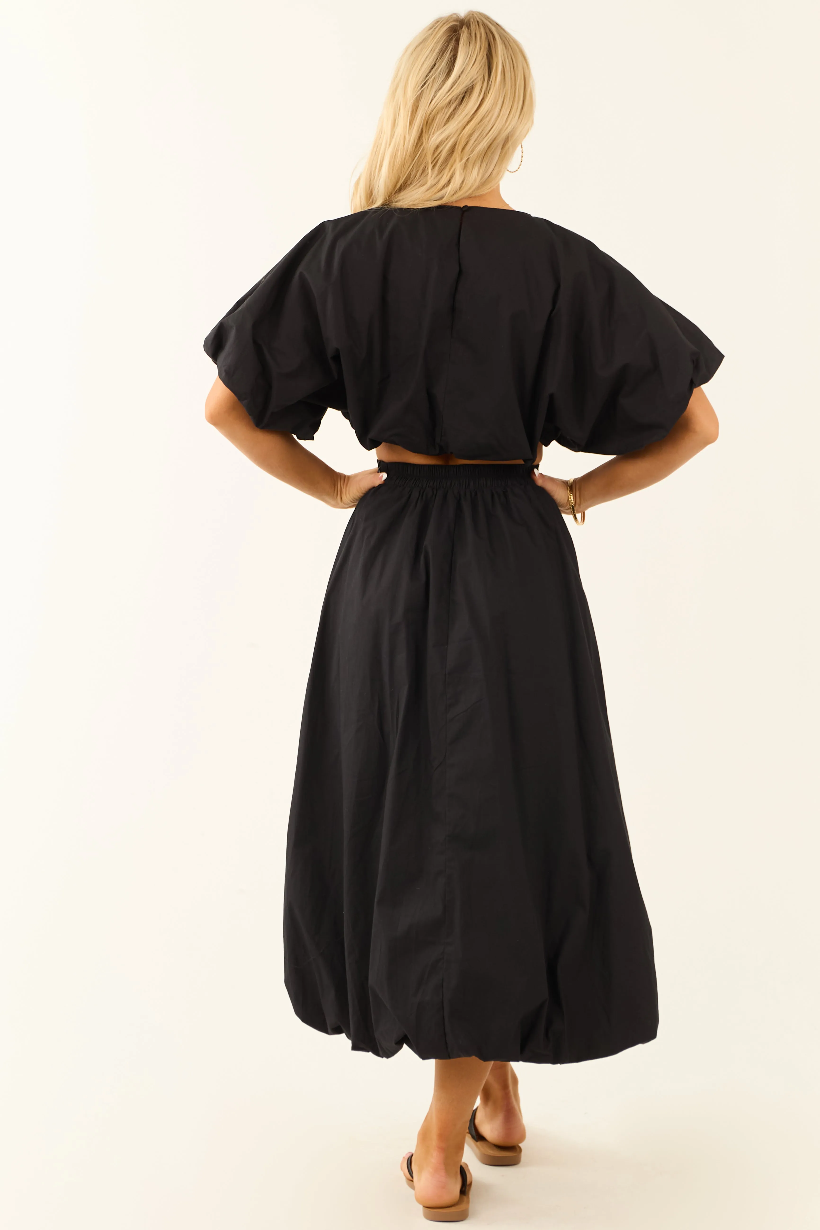 Charcoal Bubble Sleeve and Bubble Hem Skirt Set sold by Lime Lush product image thumbnail 5
