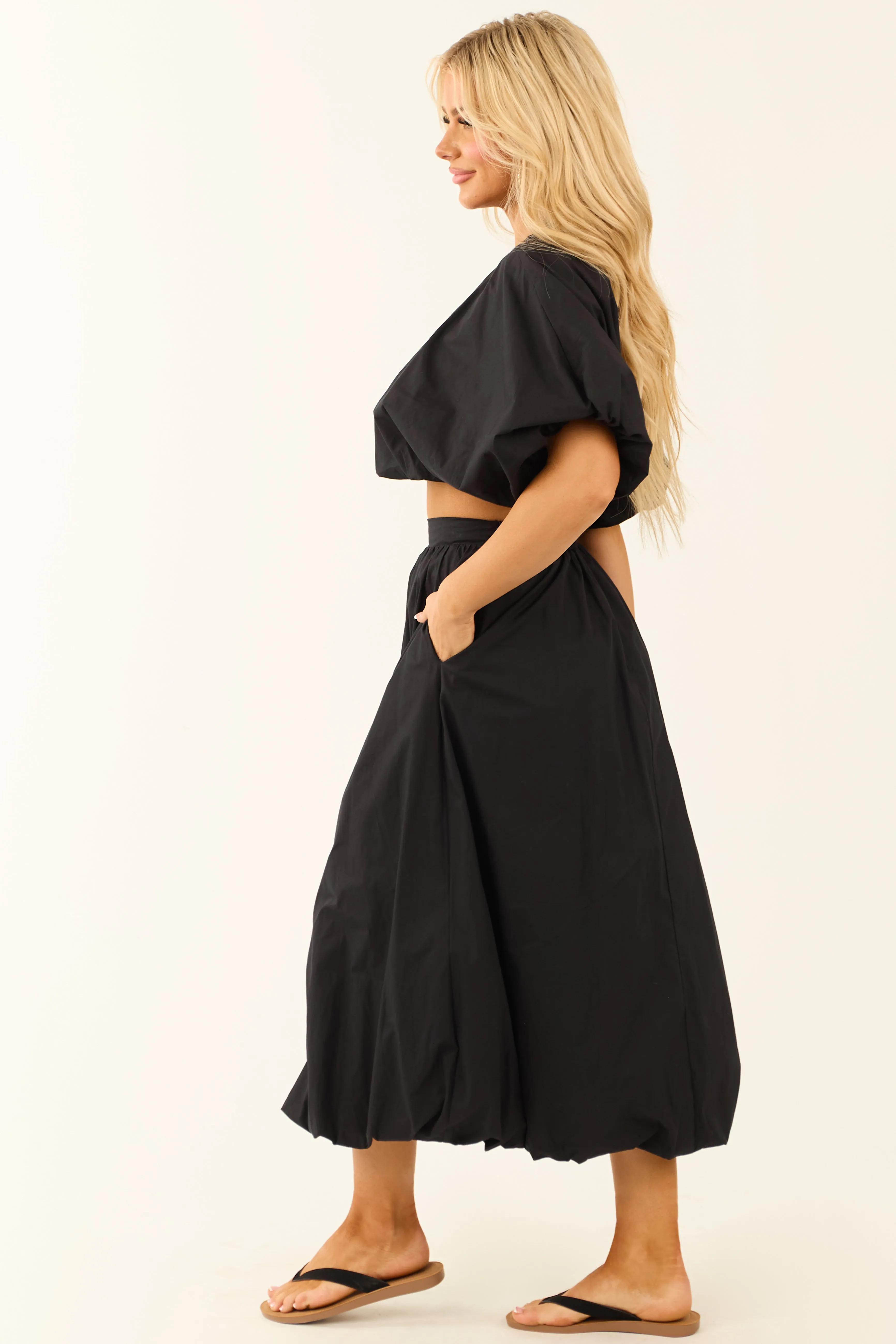 Charcoal Bubble Sleeve and Bubble Hem Skirt Set sold by Lime Lush product image thumbnail 4