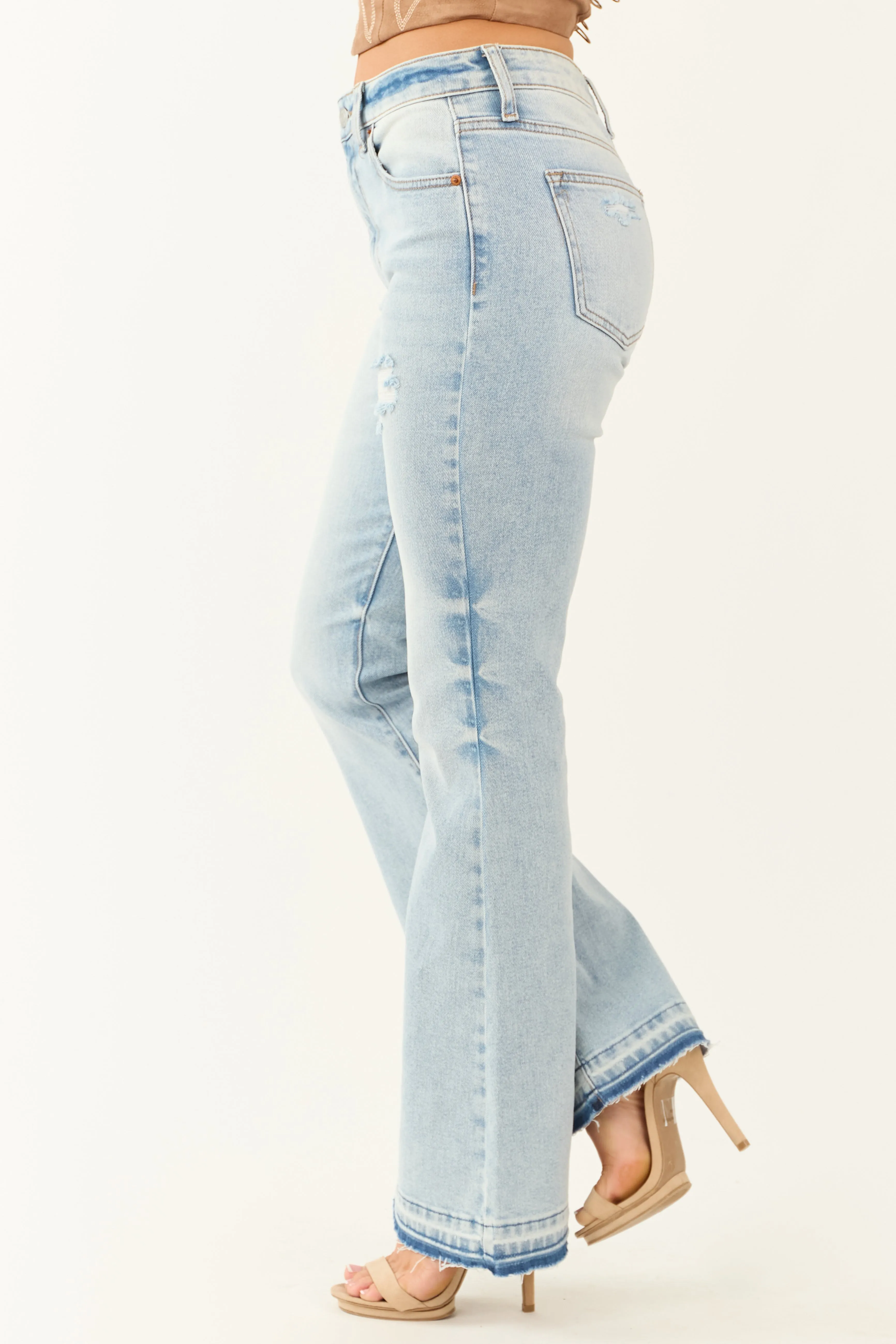 Sneak Peek Light Wash Flare Leg Stretchy Jeans sold by Lime Lush product image thumbnail 4
